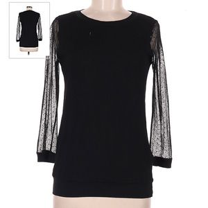 French Connection Clip Dot Mesh Sleeve Sweater